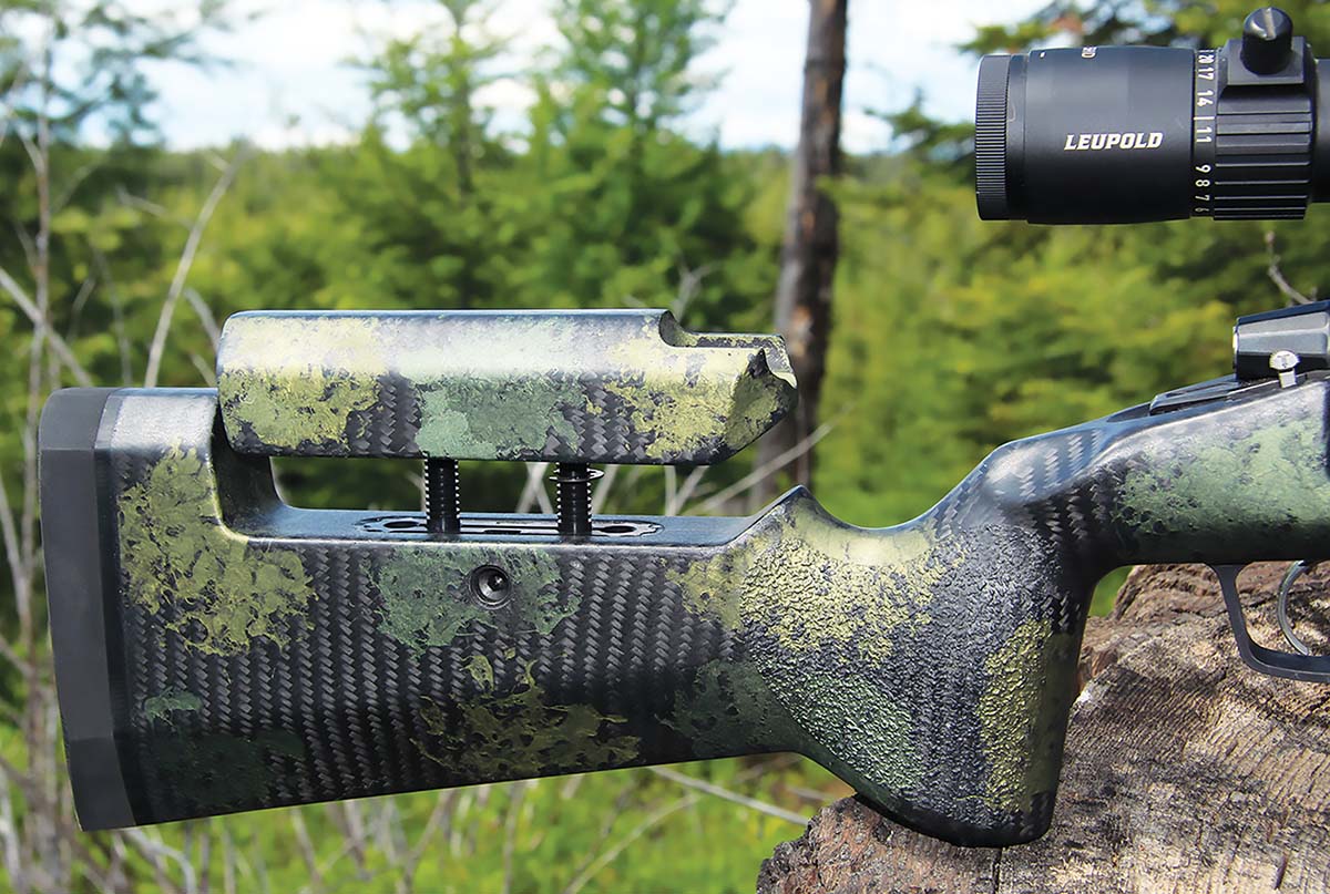 The PPR is based in a Manners MCS-T2A-GAP Elite Everglades stock, which includes a KMW Adjustable Cheek raiser to ensure perfect eye alignment behind any scope/ring combination.